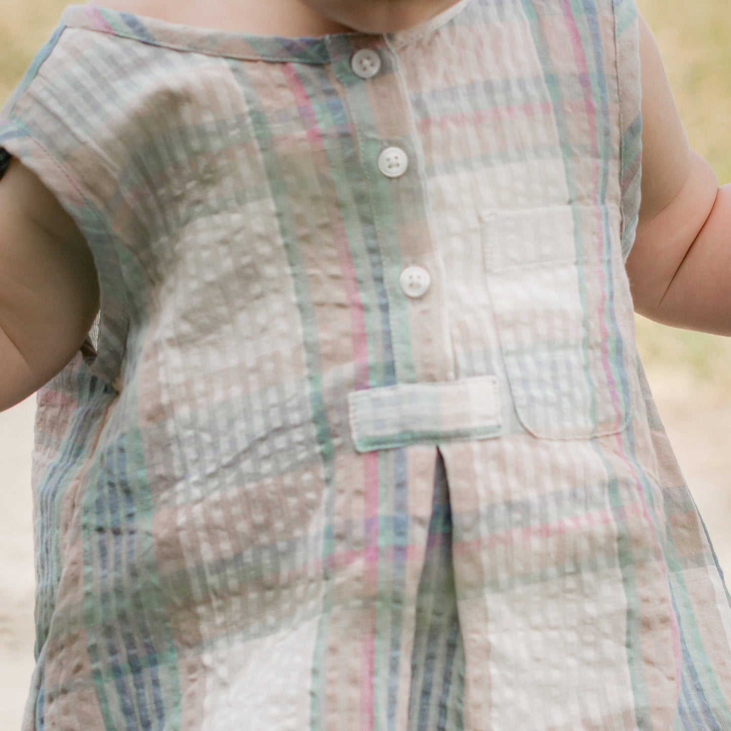 Baby Romper - Arctic-Blue Seersucker | Beet World