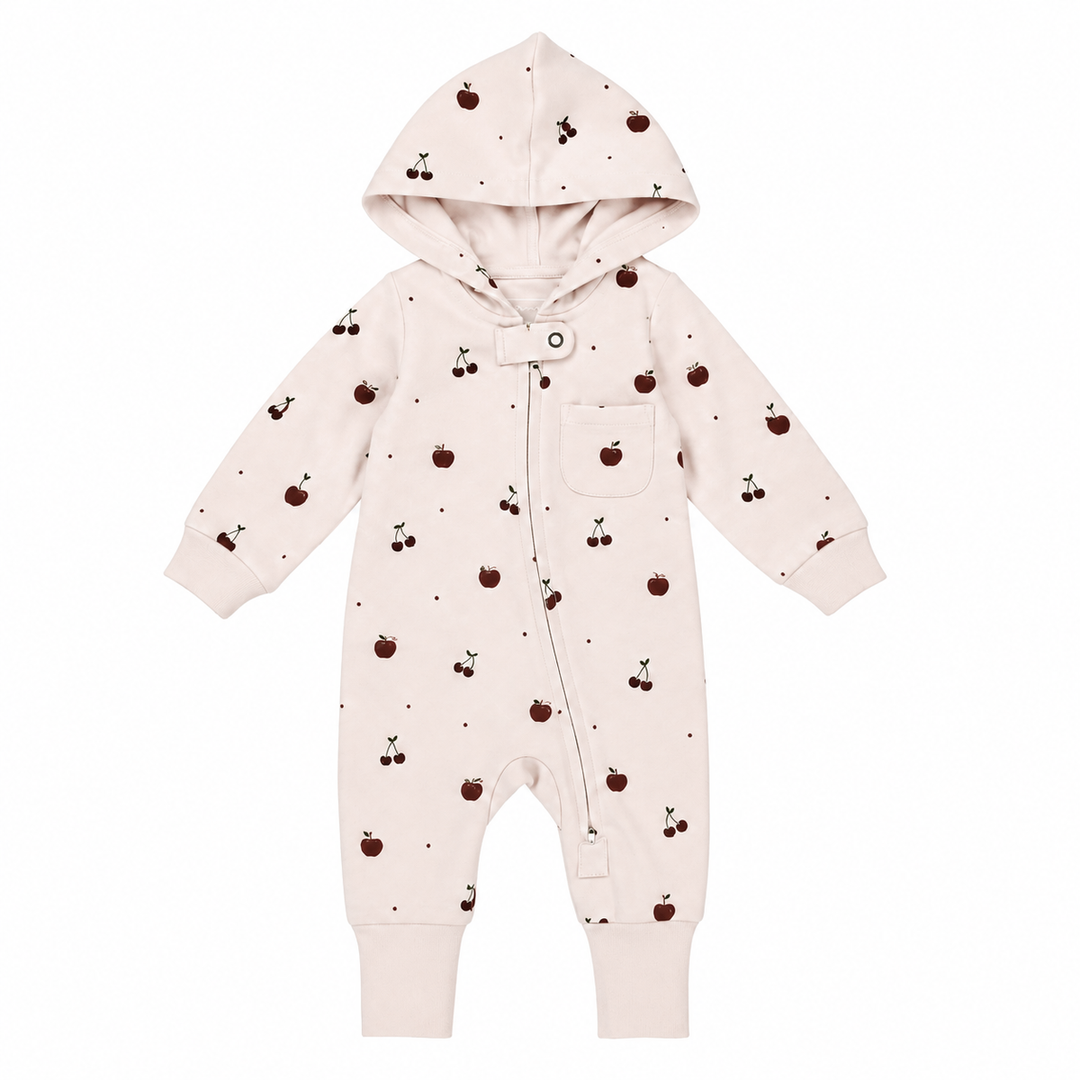 Cherry Apple Organic Hooded Zipper Romper | L'ovedbaby