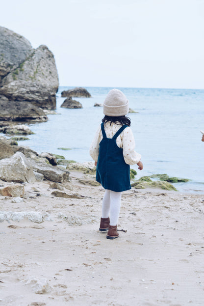 Embroidered Blue Corduroy Dress | Eli & Nev