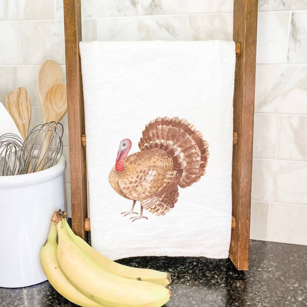 Watercolor Turkey Flour Sack Towel | Indigo Tangerine