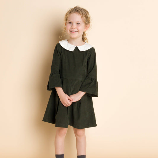 Meri Dress - Pine Green Corduroy | Beet World