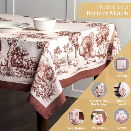 Brown Holy Jouy Cotton Tablecloth (Various Sizes) | Maison d'Hermine