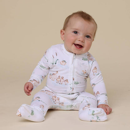 Duck Pond Organic Zip Footie | Snuggle Hunny