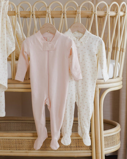 Zip Longsleeve Sleeper Footie - Petal | Quincy Mae