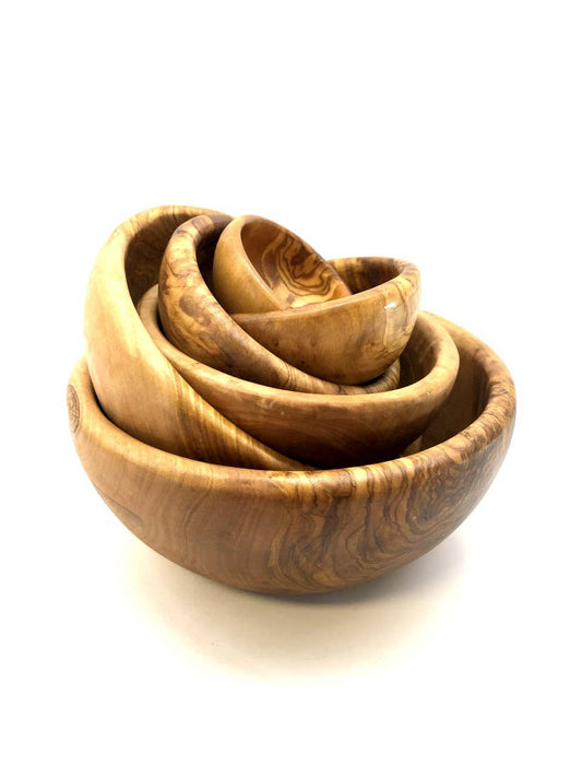 Set of 6 Round Bowls | Olive Wood