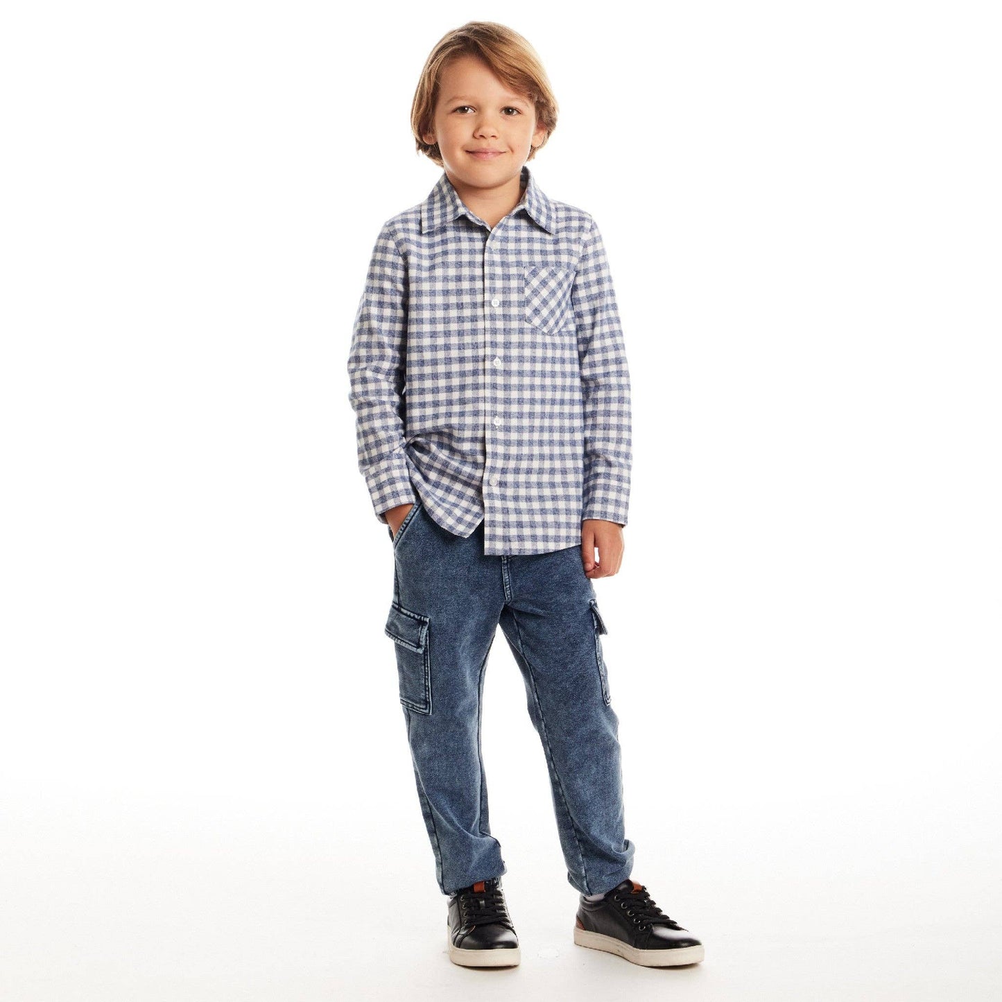 Kids Buttondown Denim Jogger Set | Andy & Evan