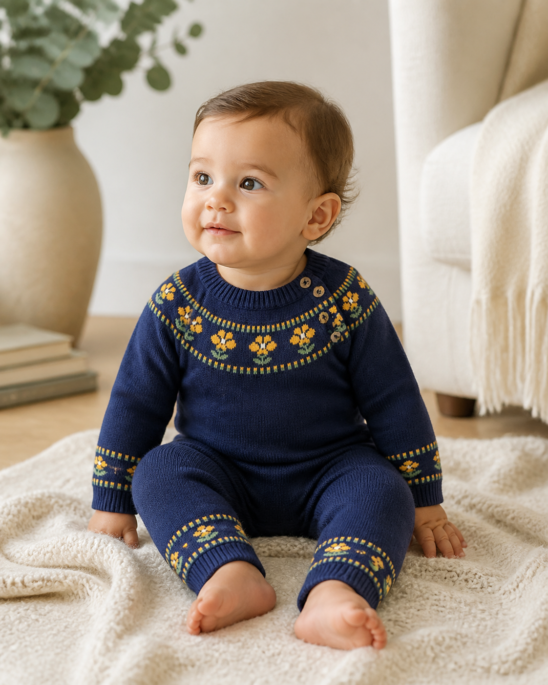 Floral Fair Isle Jumpsuit | Viverano Organics