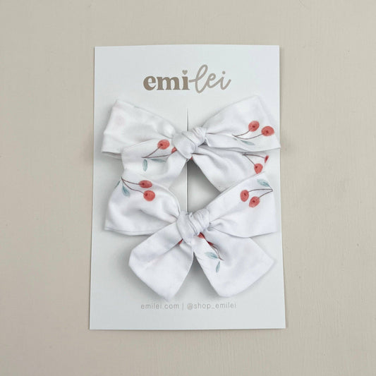 Cherry Pigtail Bow Clips | Emi Lei