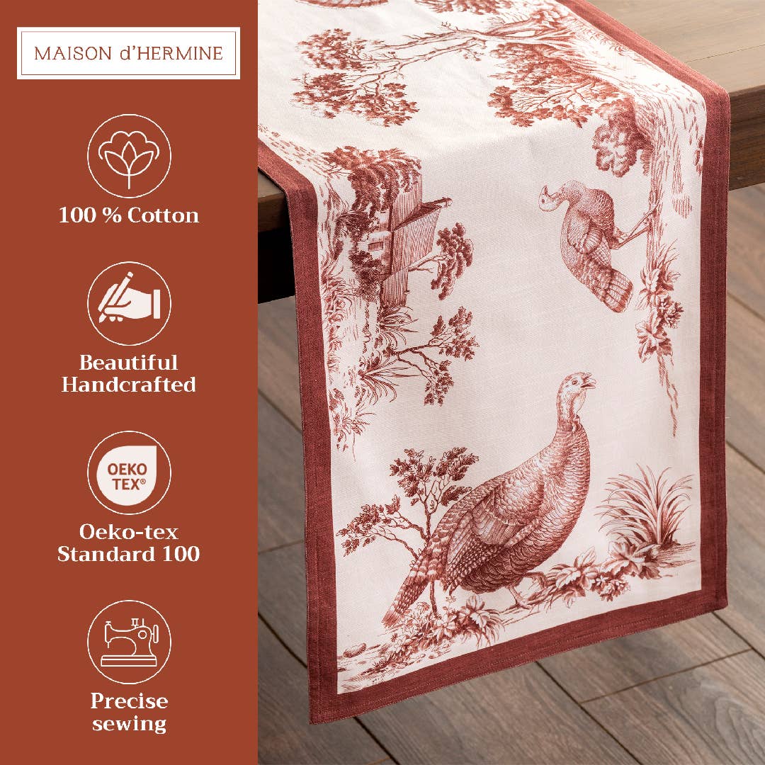 Brown Holy Jouy Table Runner (Double Layer) | Maison d'Hermine