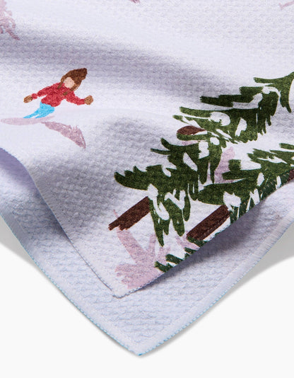 Winter Skiing Trip Tea Towel | Geometry