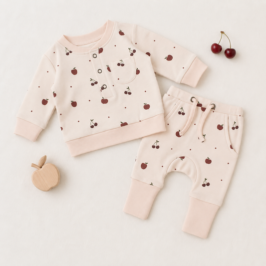 Cherry Apple Organic Sweatshirt & Jogger Set | L'ovedbaby