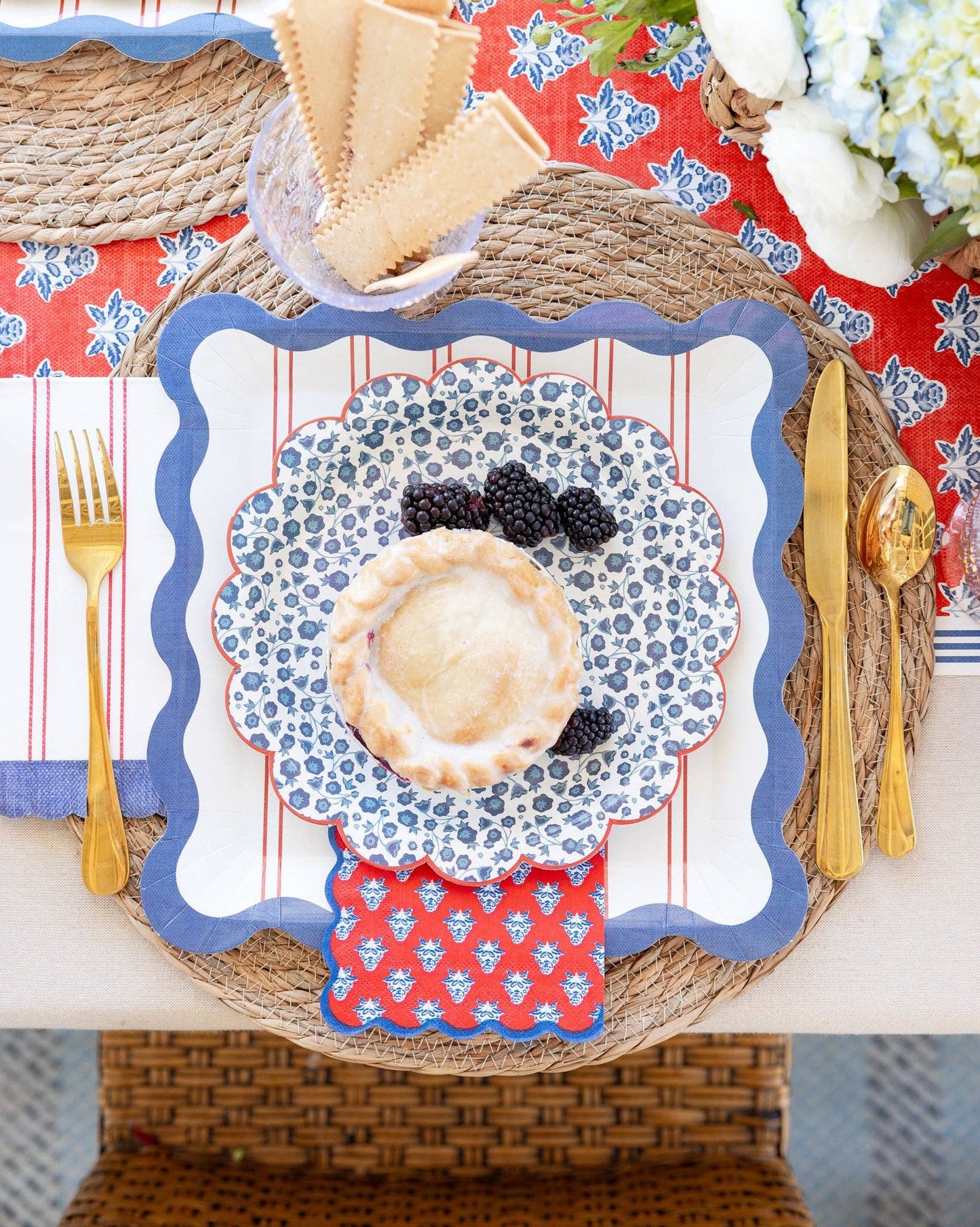Blue Ditsy Floral Paper Plate | My Mind's Eye
