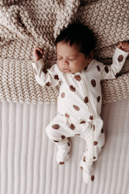 Natural Pinecones Zip Romper | City Mouse Studio
