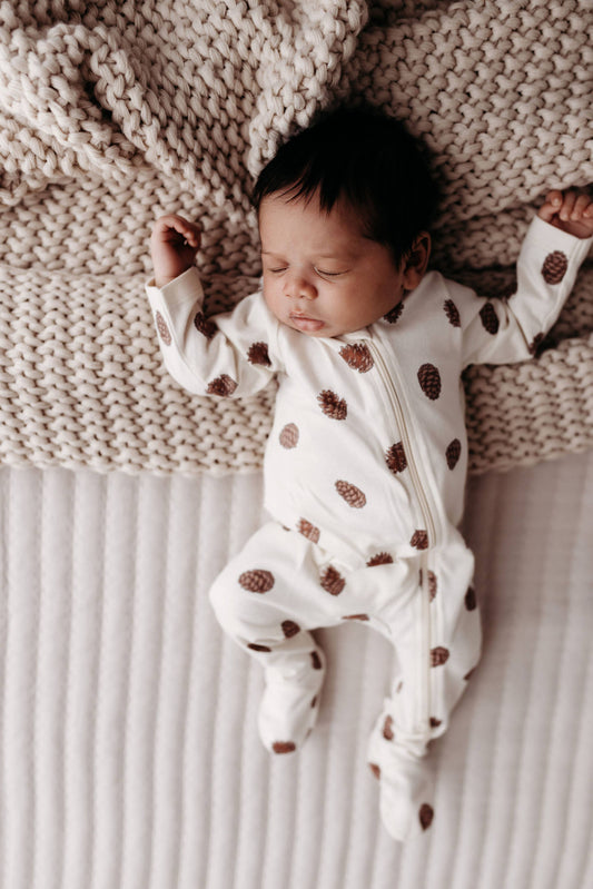Natural Pinecones Zip Romper | City Mouse Studio