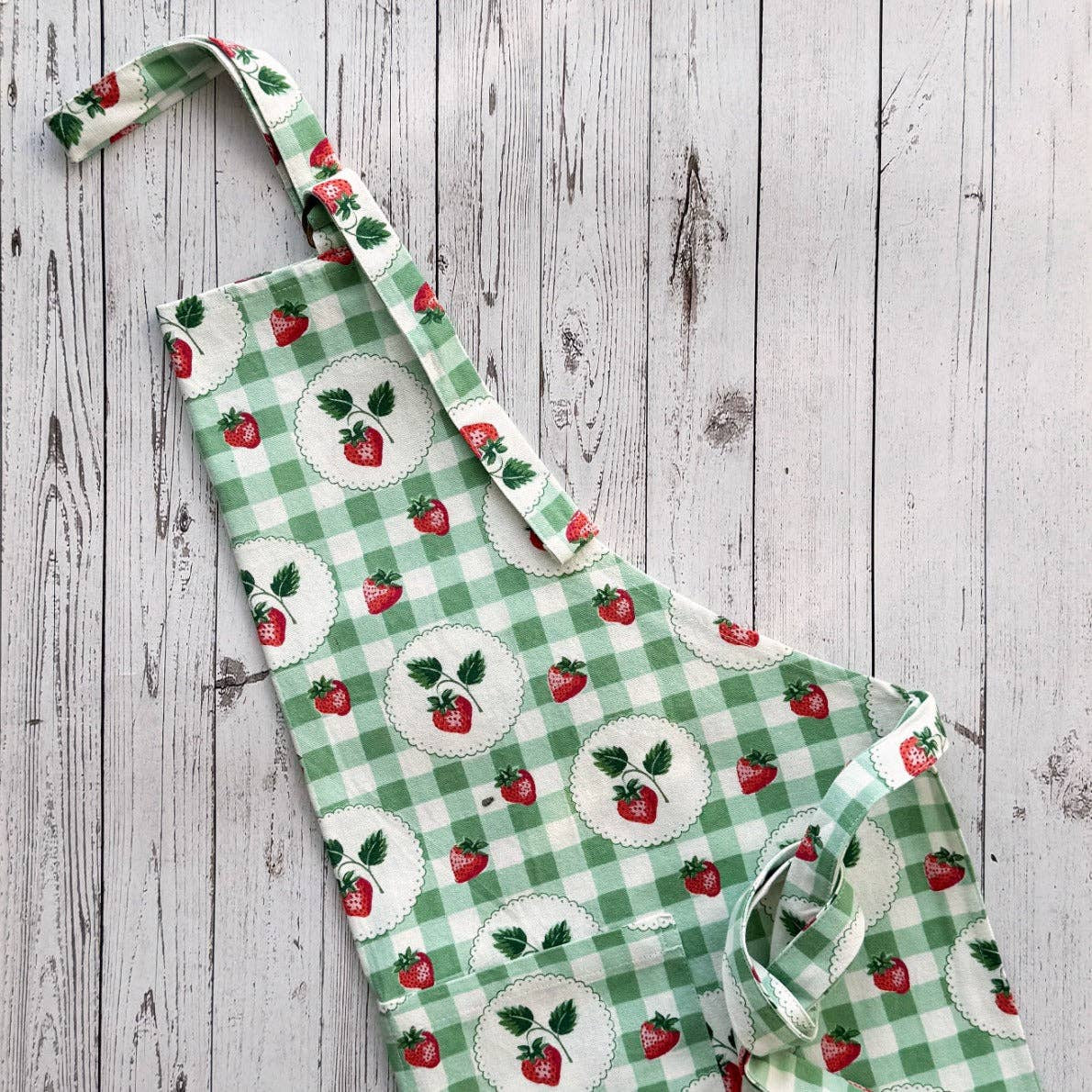 Strawberry Gingham Apron | Mahogany