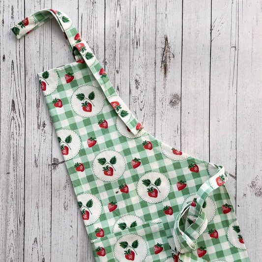 Strawberry Gingham Apron | Mahogany