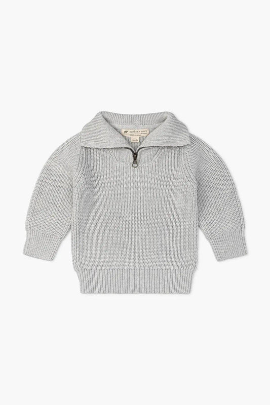Heather Grey Collar Sweater | Monica + Andy