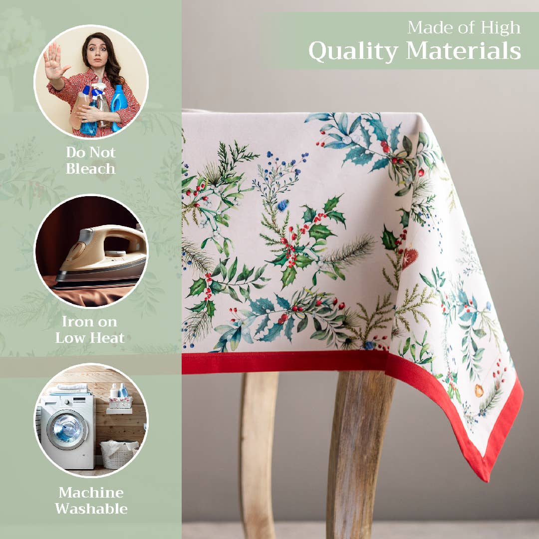 Holly Time Cotton Tablecloth (Various Sizes) | Maison d'Hermine