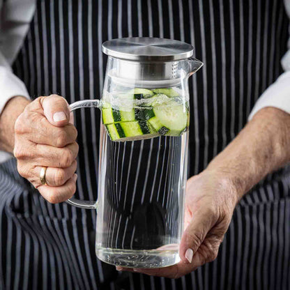 34 oz Glass Pitcher w/ Stainless Lid | TableCraft