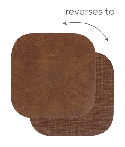 Santiago Faux Leather Coasters - Set Of 4 | KAF Home Coasters