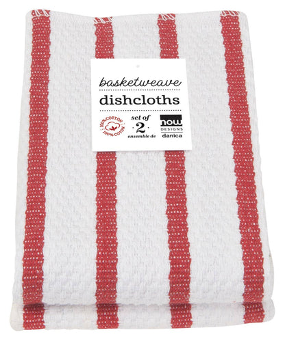 Basketweave Red Dishcloths (Set of 2) | Danica