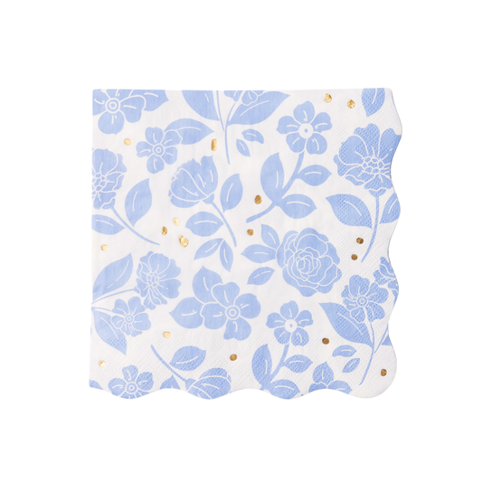 Blue Belle Floral Paper Dinner Napkins | Bonjour Fete