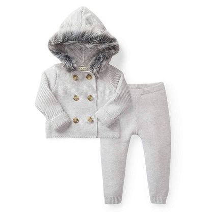 Grey Faux Fur Hooded Sweater Set | Hope & Henry