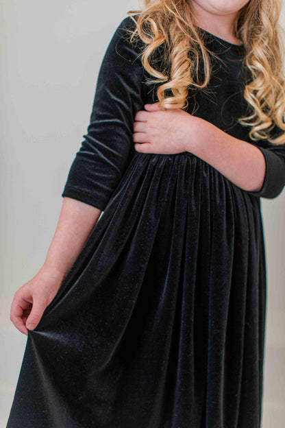 Black Velvet Twirl Dress | Mila & Rose