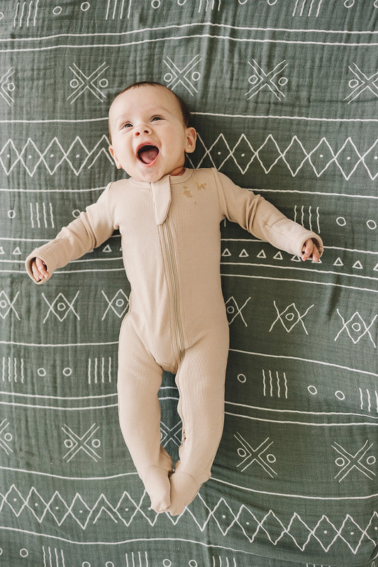 Mushroom Ribbed Footed Romper | Urban Baby