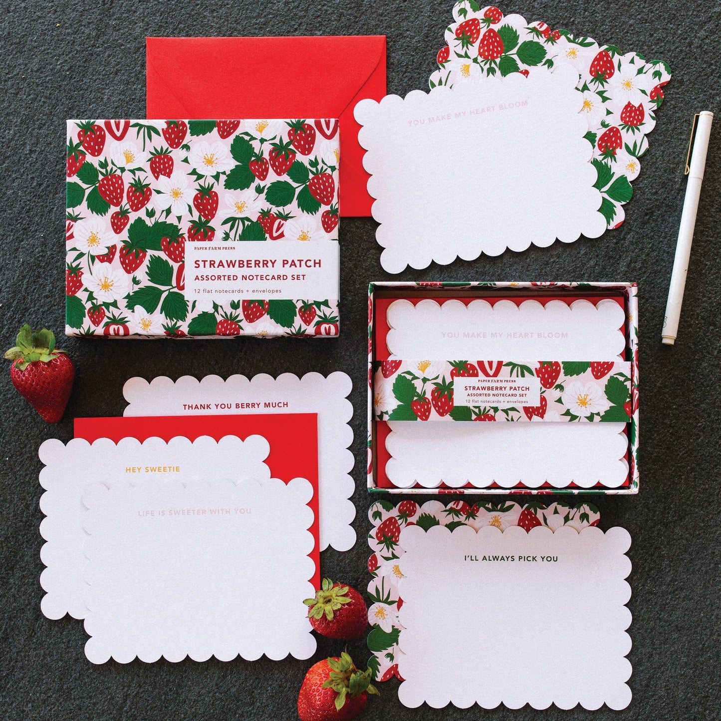 Strawberry Patch Notecard Set | Paper Farm Press
