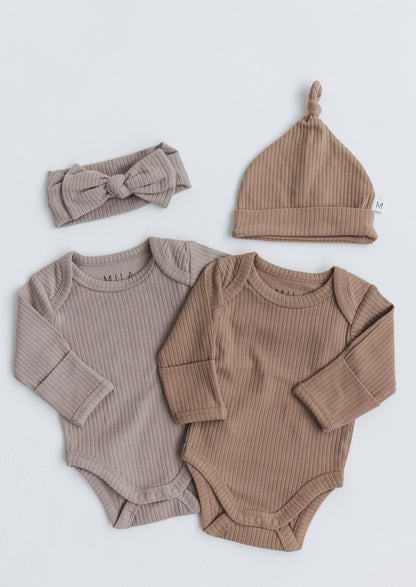 Cappuccino Ribbed Bodysuit | Mila & Co.