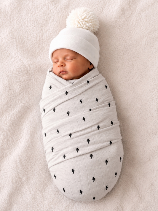Lightning Bolts Pointelle Swaddle | Siix Collection