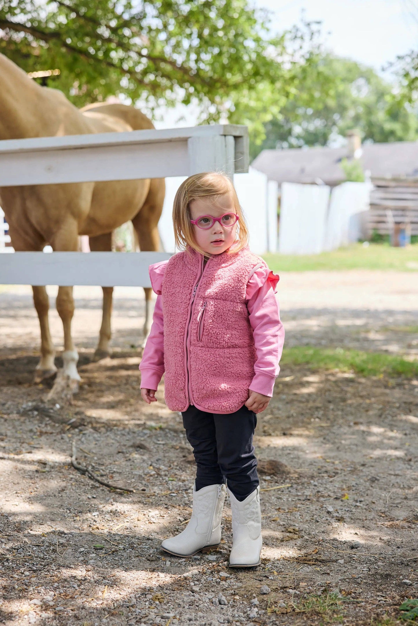 Mauve Pink Sherpa Vest | Monica + Andy