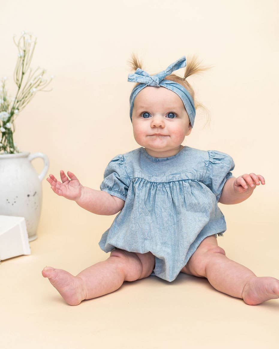 Aspen Denim Baby Romper | Viverano Organics