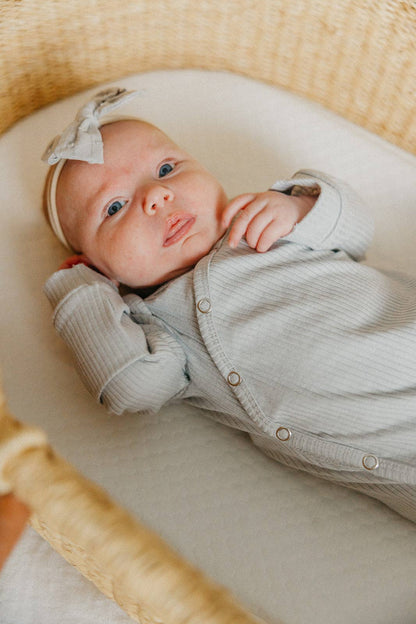 Ash Rib Knit Newborn Knotted Gown | Copper Pearl