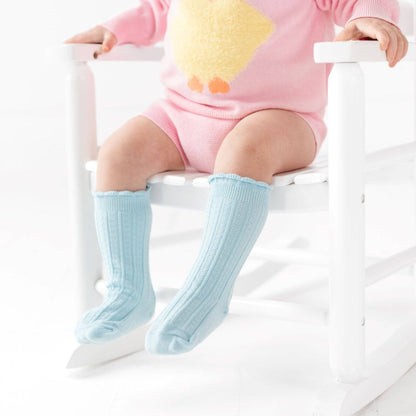 Robin Egg Frill Knee High Socks | Little Stocking Co.