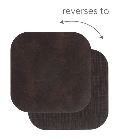 Santiago Faux Leather Coasters - Set Of 4 | KAF Home Coasters