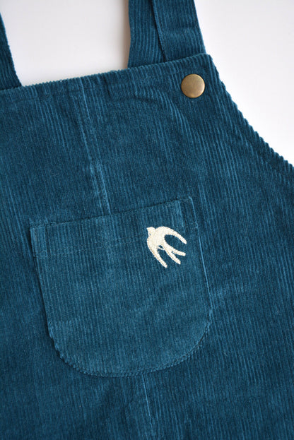 Embroidered Blue Corduroy Dress | Eli & Nev
