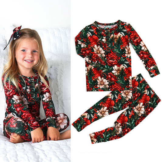 Gloria Floral Ruffle Bamboo Pajama Set | Gigi & Max