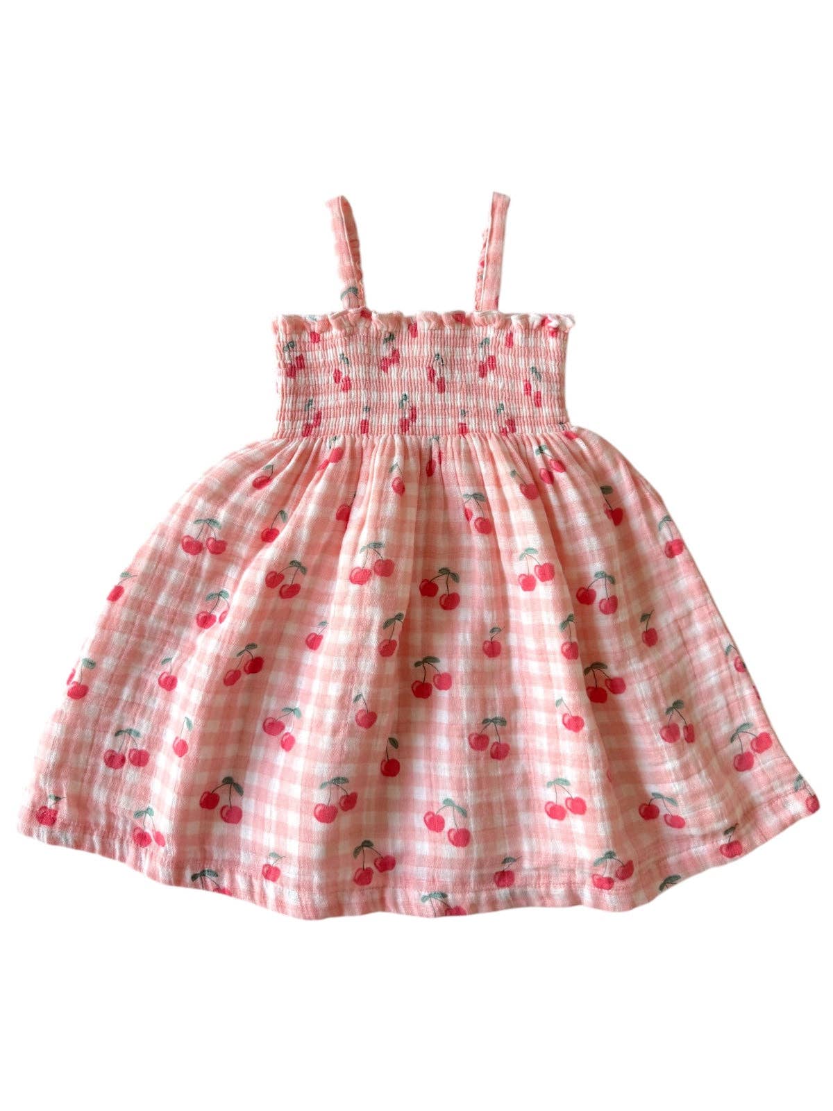 Gingham Cherries Smocked Dress | Siix Collection