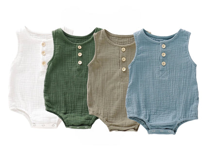 Sleeveless Muslin Bodysuit | Little Organic Co.