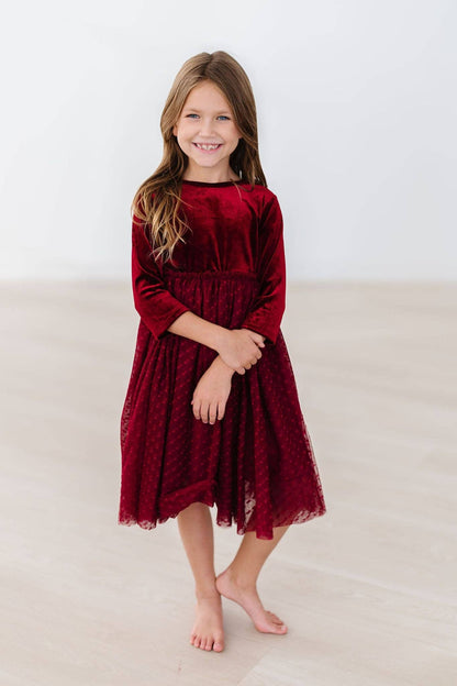 Cranberry Velvet Tutu Dress | Mila & Rose