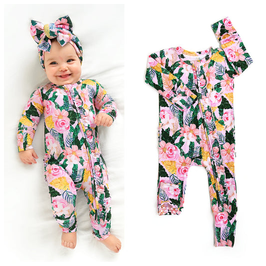 Luana Ruffle Bamboo Zip Romper | Gigi & Max