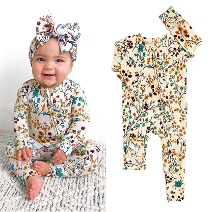 Maren Floral Bamboo Ruffle Romper | Gigi & Max