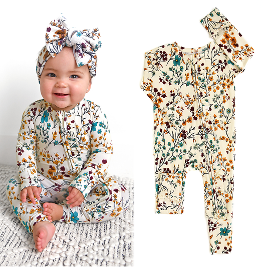 Maren Floral Bamboo Ruffle Romper | Gigi & Max