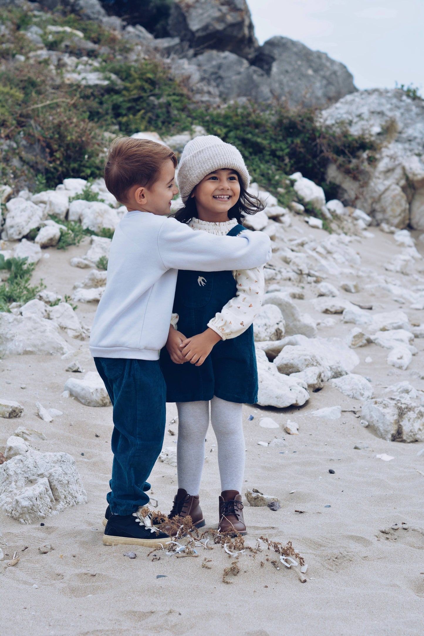 Embroidered Blue Corduroy Dress | Eli & Nev