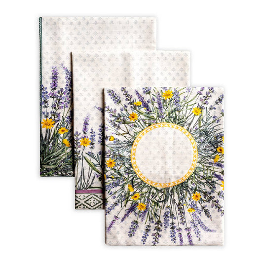 Fanny Lavender Kitchen Towels - Set Of 3 | Maison d'Hermine