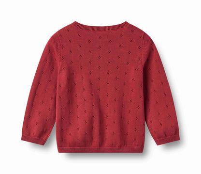 Maia Red Cherry Cardigan | Wheat