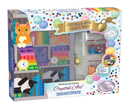 Crystal Art Secret Diary Kit: Rainbow Cat Library | Outset Games