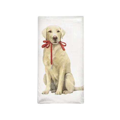 Yellow Lab with Leash Towel | Mary Lake-Thompson